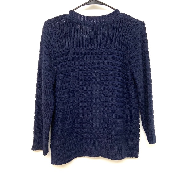 Debenhams Chunky Knit Navy Blue Top Button Cardi - Picture 2 of 8